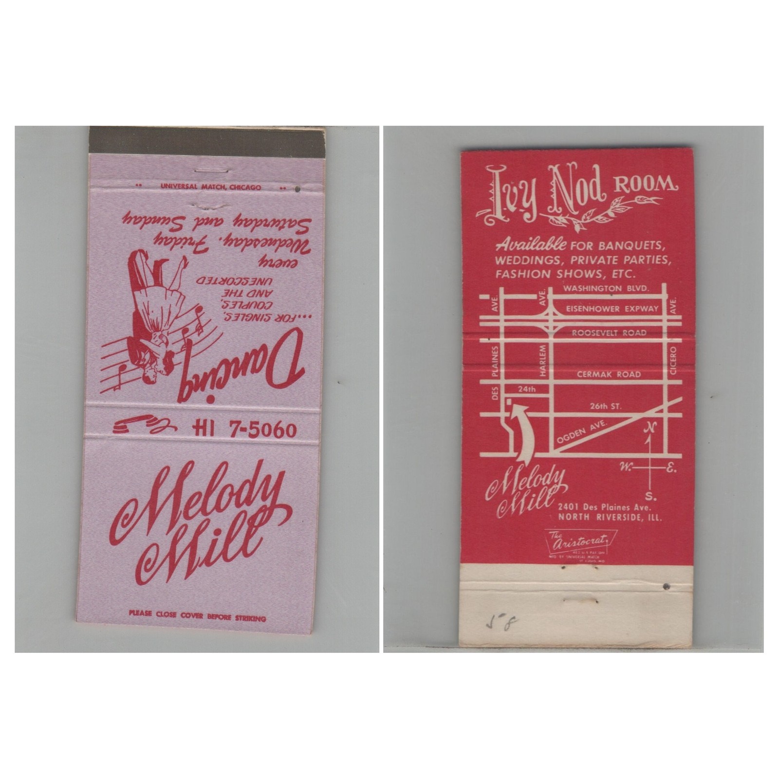 Matchbook Cover Melody Mill North Riverside IL #2
