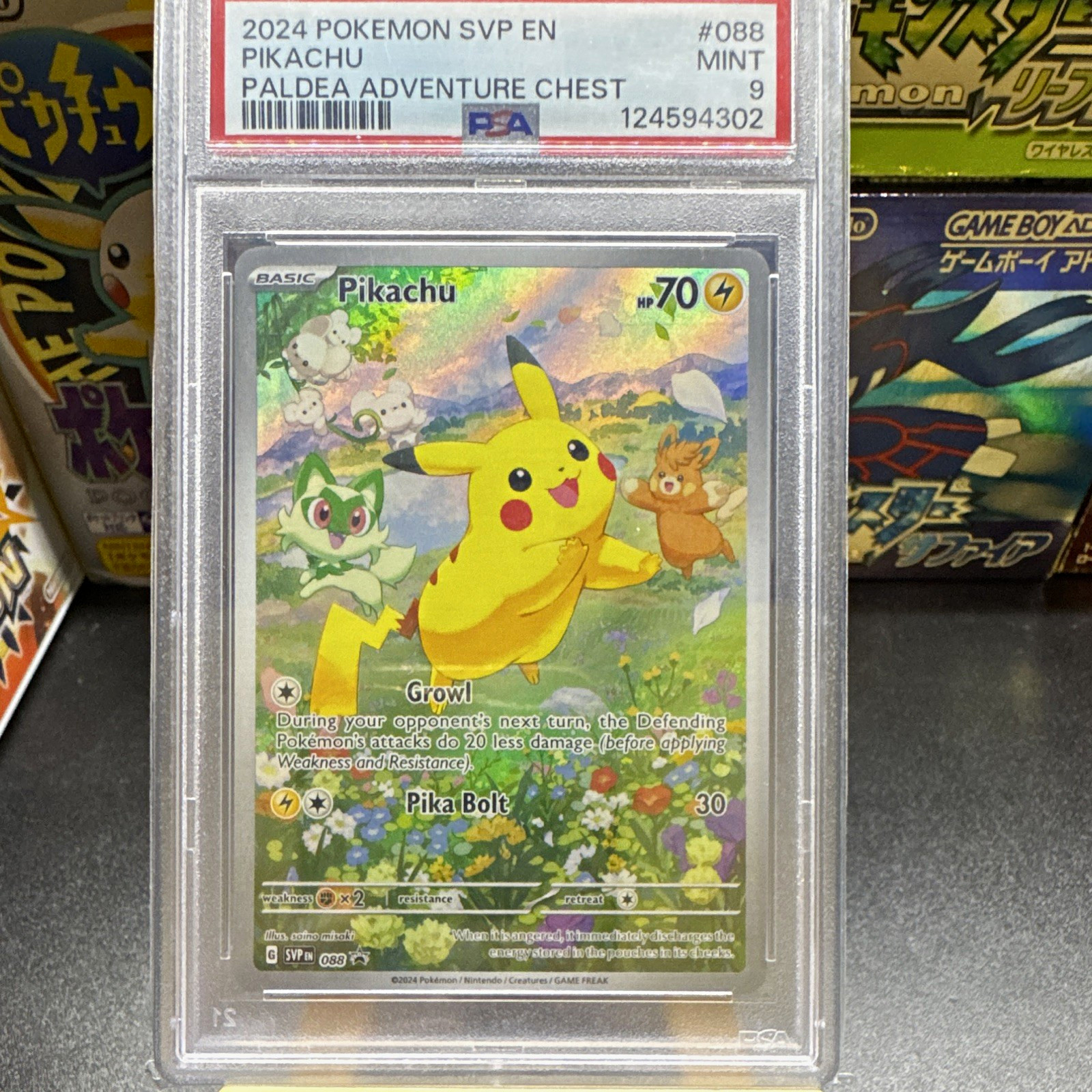 Pokémon 2024 SVP EN Paldea Adventure Chest Pikachu #088 PSA 9 124594302