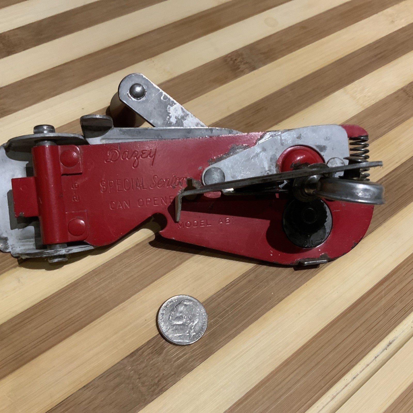 Vintage Wall Mount Can Opener Dazey Senior Special Model A61 Red