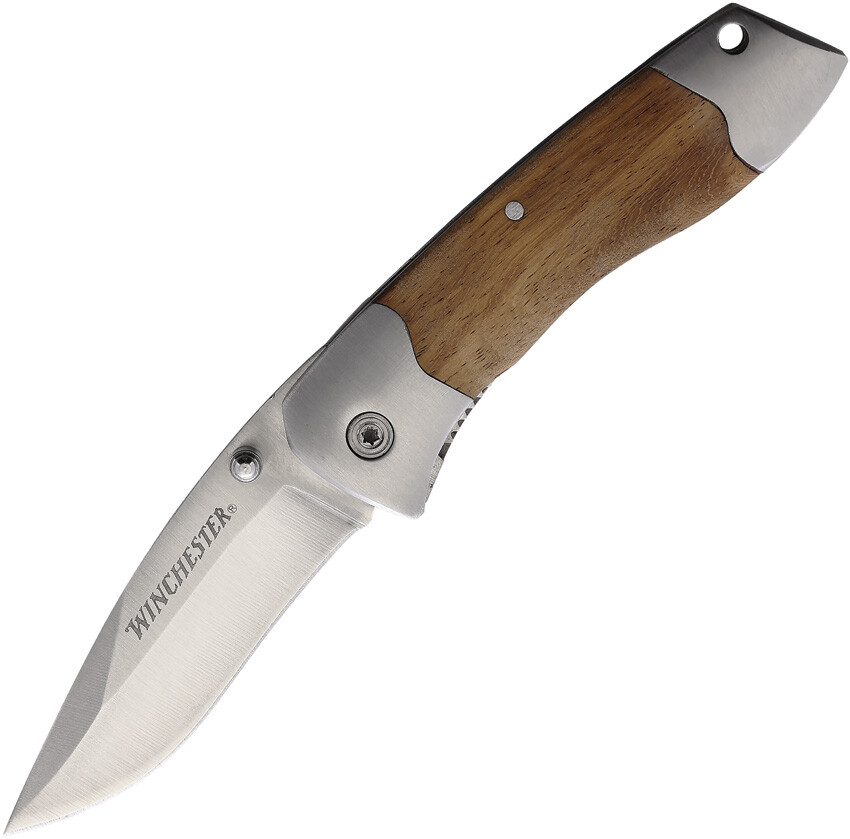 Winchester 3.0 Wood Handle Folding Pocket Knife + Pocket Clip 