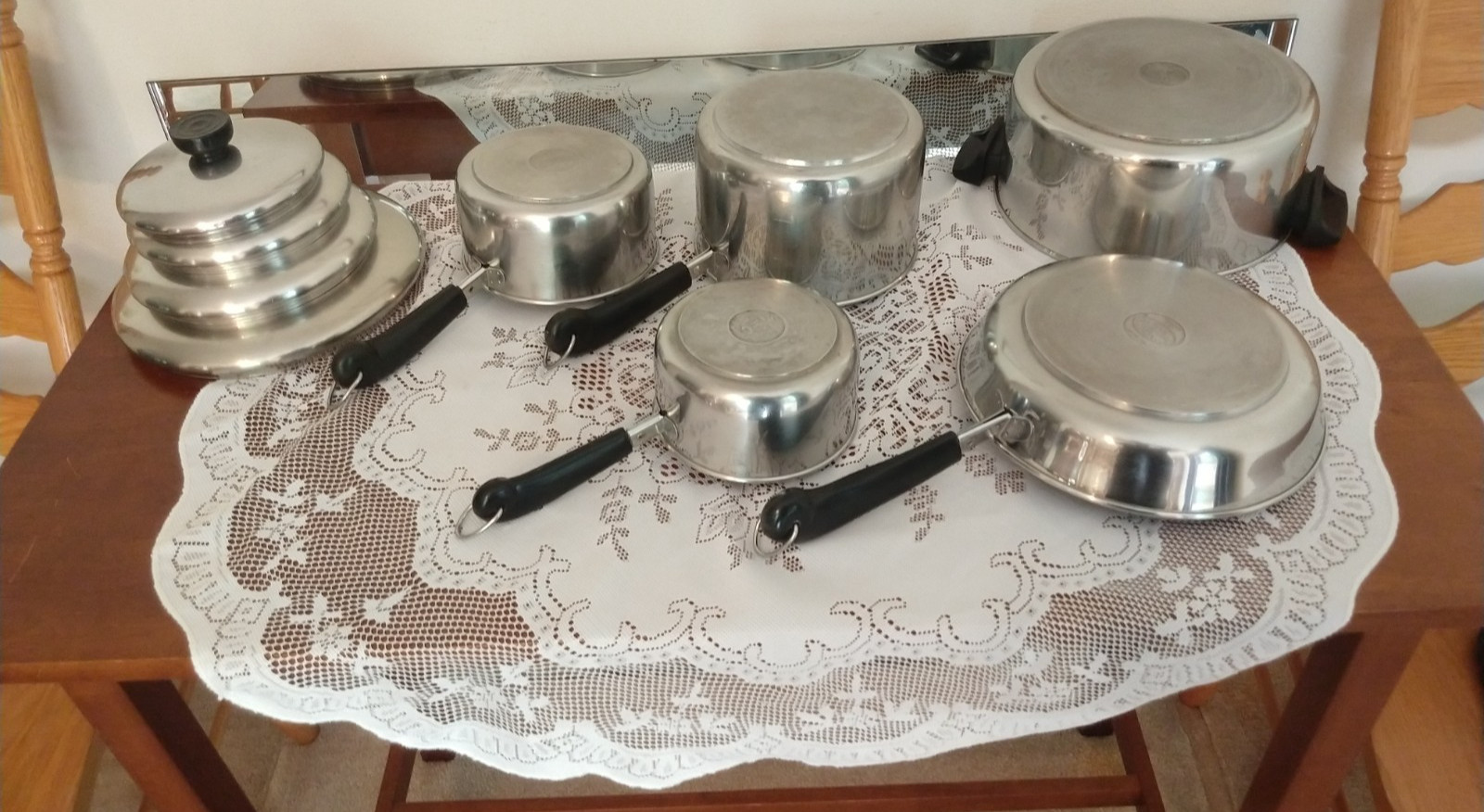 Revere Ware 1801 Stainless Steel Tri-Ply Pots 9 Pc Set 1qt,1.5qt,3qt, 4.5qt,9in