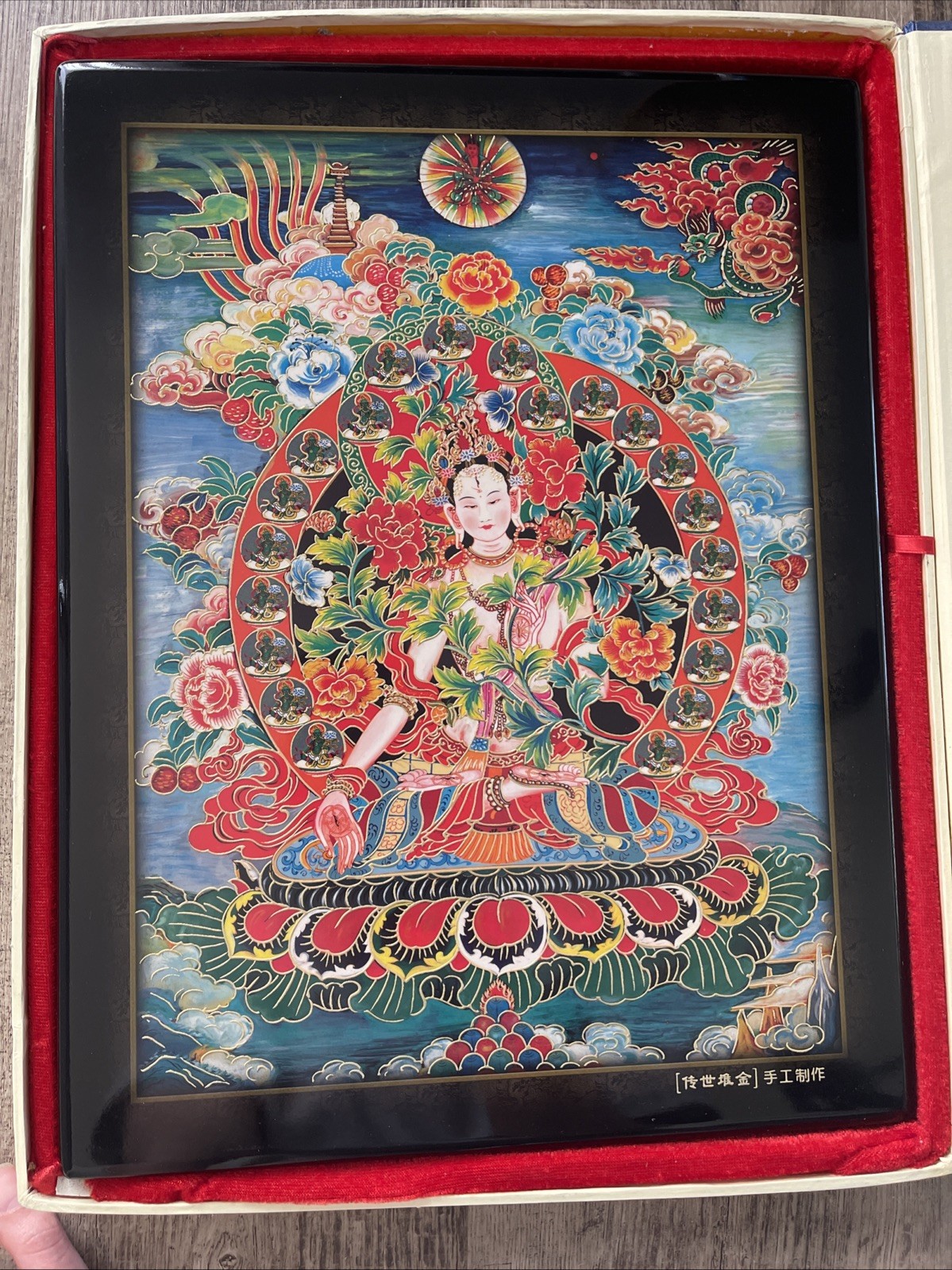 Hand Painted Original Tibetian Chinese Tara Thangka Painting 24k gold filled