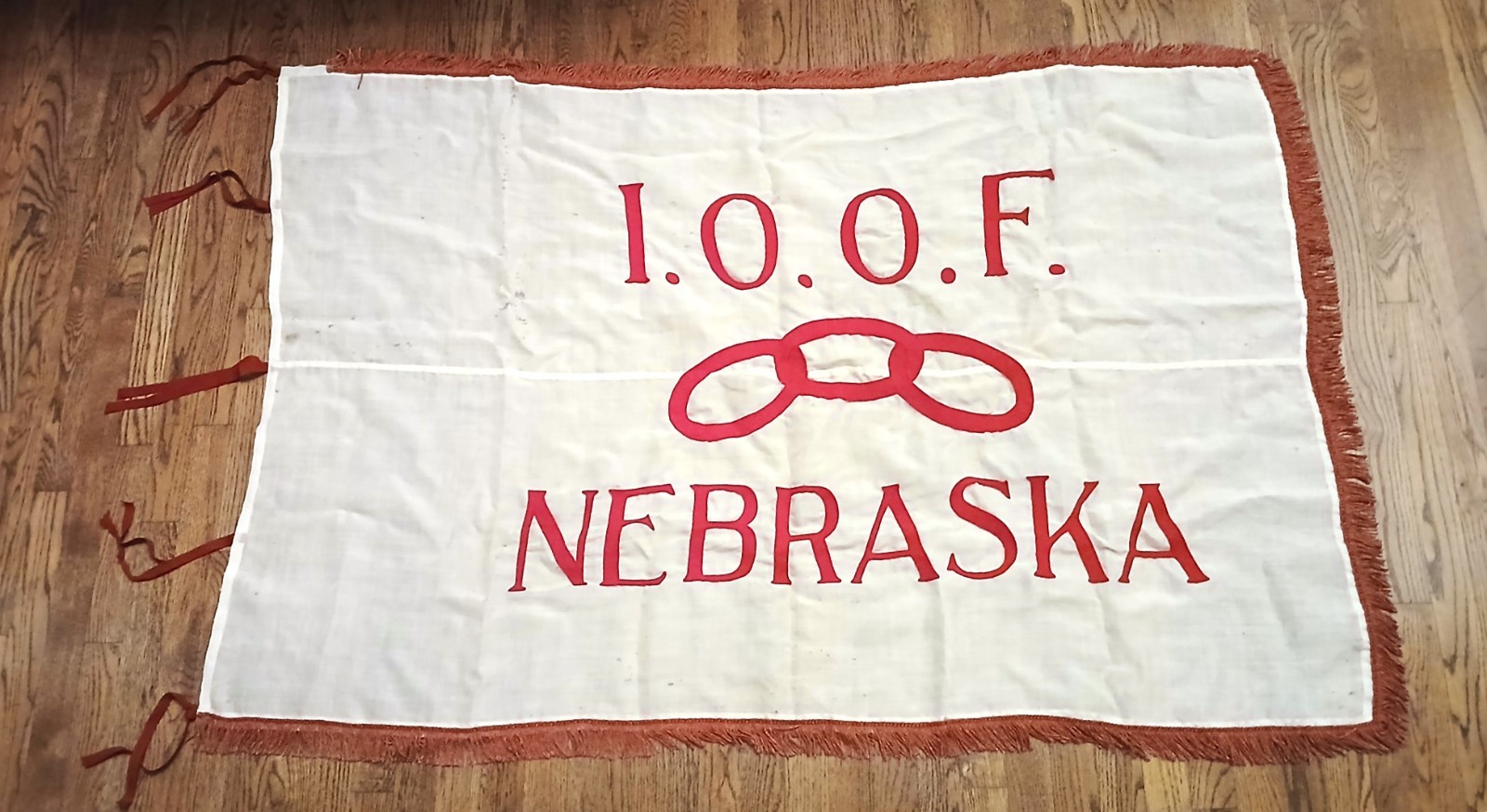 I.O.O.F  Odd Fellows Flag Nebraska 1800\'s Authentic Original IOOF Parade Flag