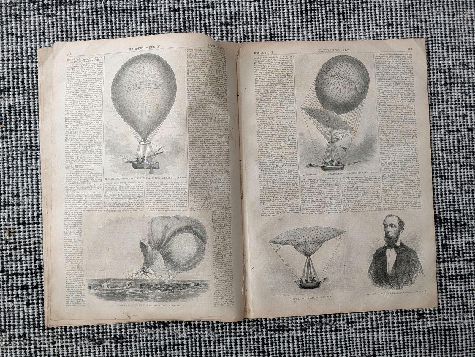1859 Great Balloon Voyage St. Louis to NY, Garibaldi, Dickens Italian War Jun 18