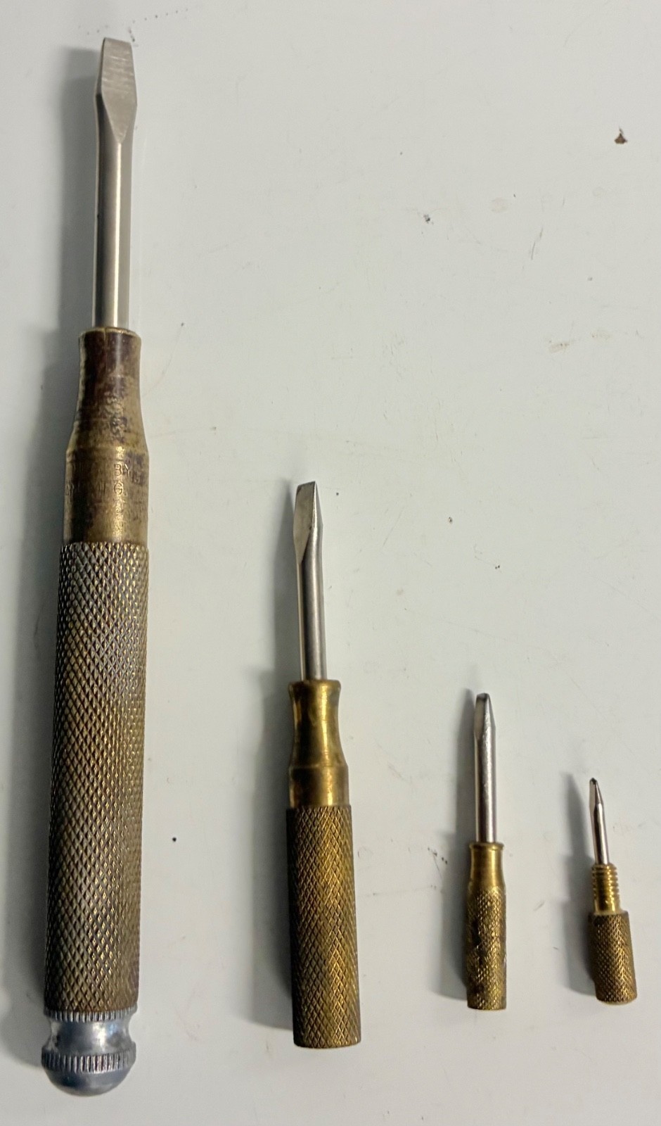 GAM MFG Co Lancaster PA 4-in-1 Brass Nesting Slotted Screwdriver Set