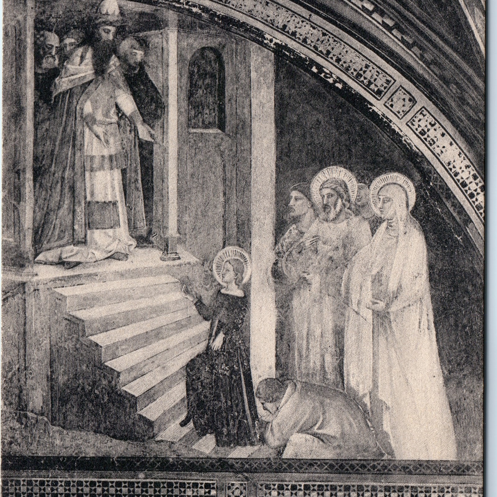 c1910s Florence Italy Santa Maria Novella Giotto Fresco Postcard Virgin Temple
