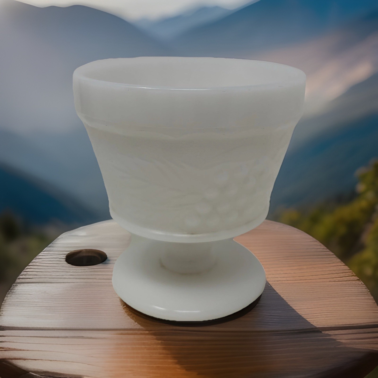 VTG Milk Glass Compote Dessert Sherbet Cup Grape Pattern Pedestal Replacement