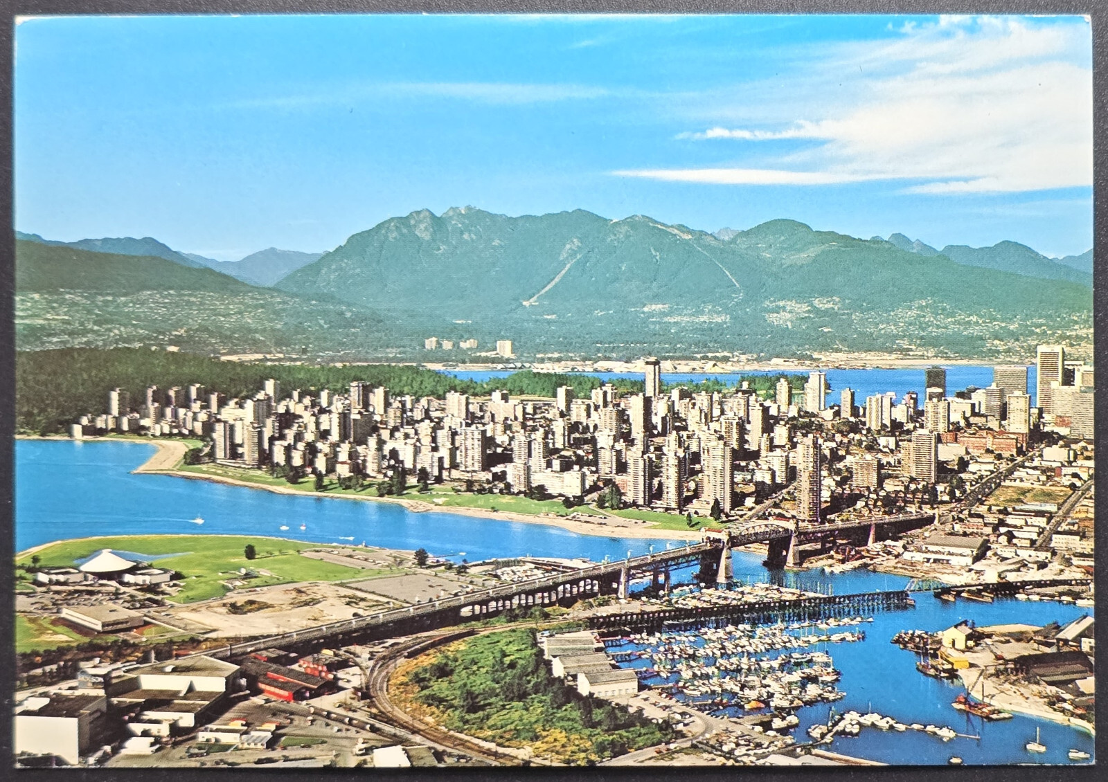 Vintage 1970s Aerial View of English Bay & Downtown Vancouver BC Canada Postcard