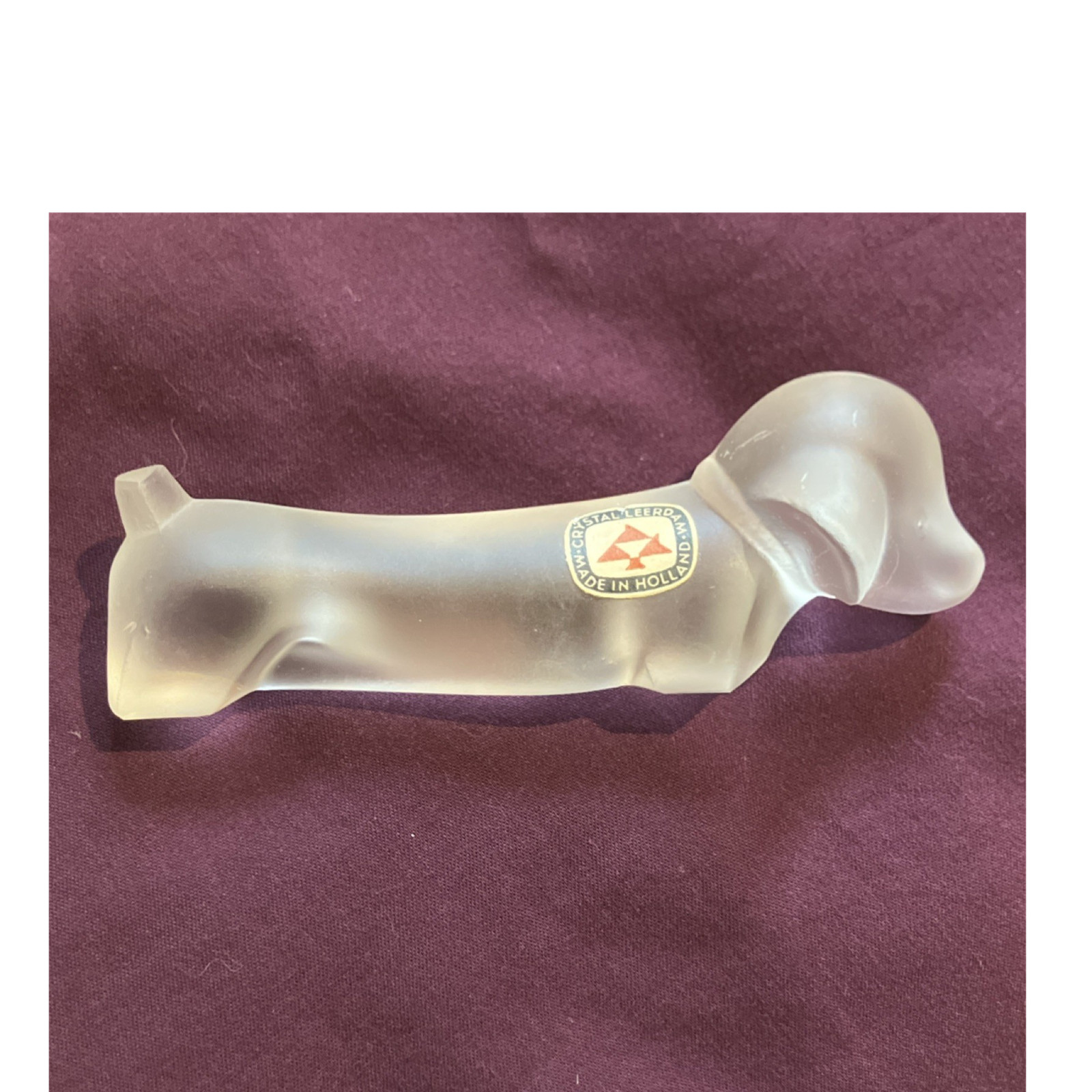 Vtg Leerdam Frosted Holland Satin Glass Dachshund Lucienne Bloch Art Deco Figure