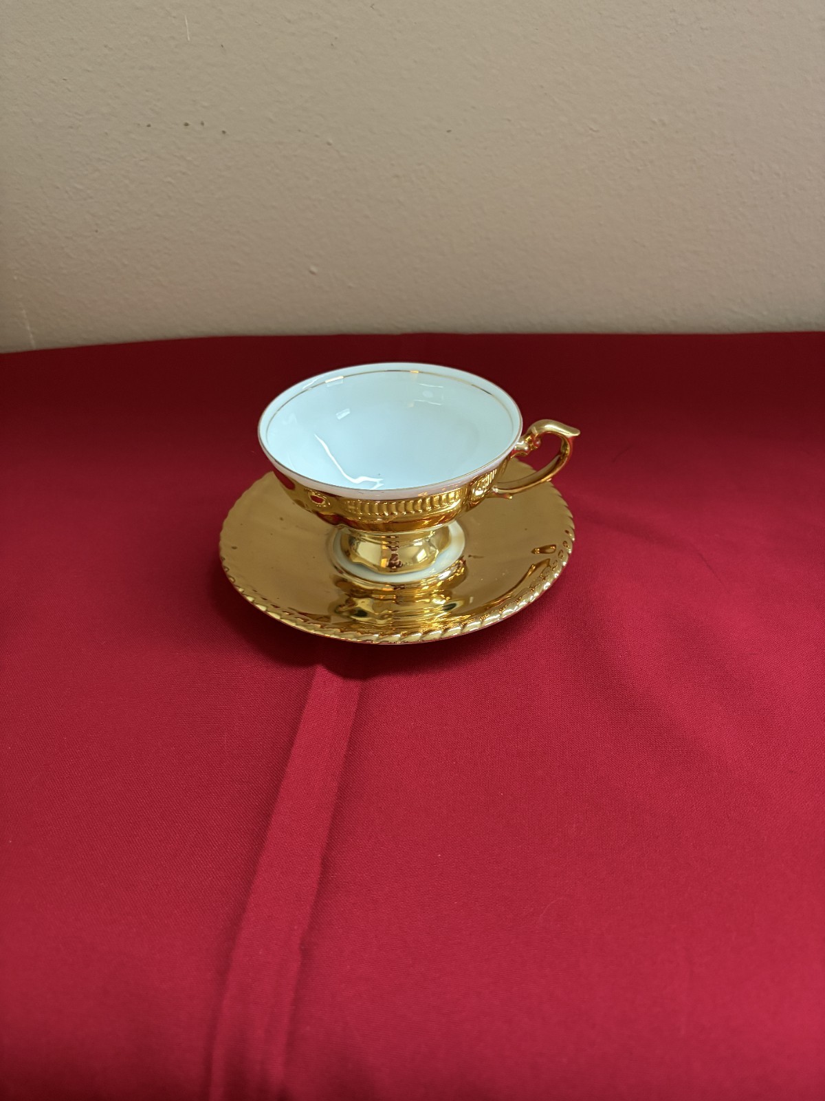 vintage RW Bavaria gold-gilded porcelain demitasse teacup and saucer