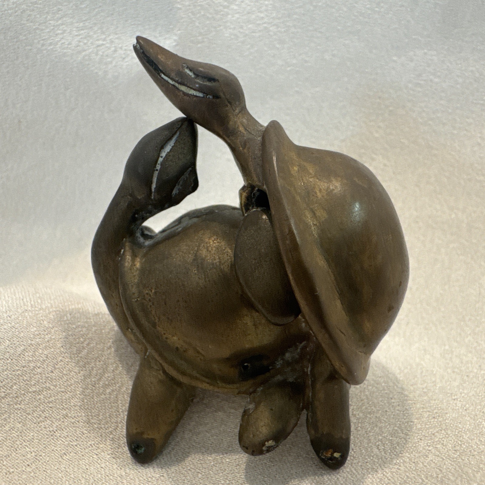 Vintage Solid Brass Humping Or Mating Turtles With A Baby Turtle Inside.