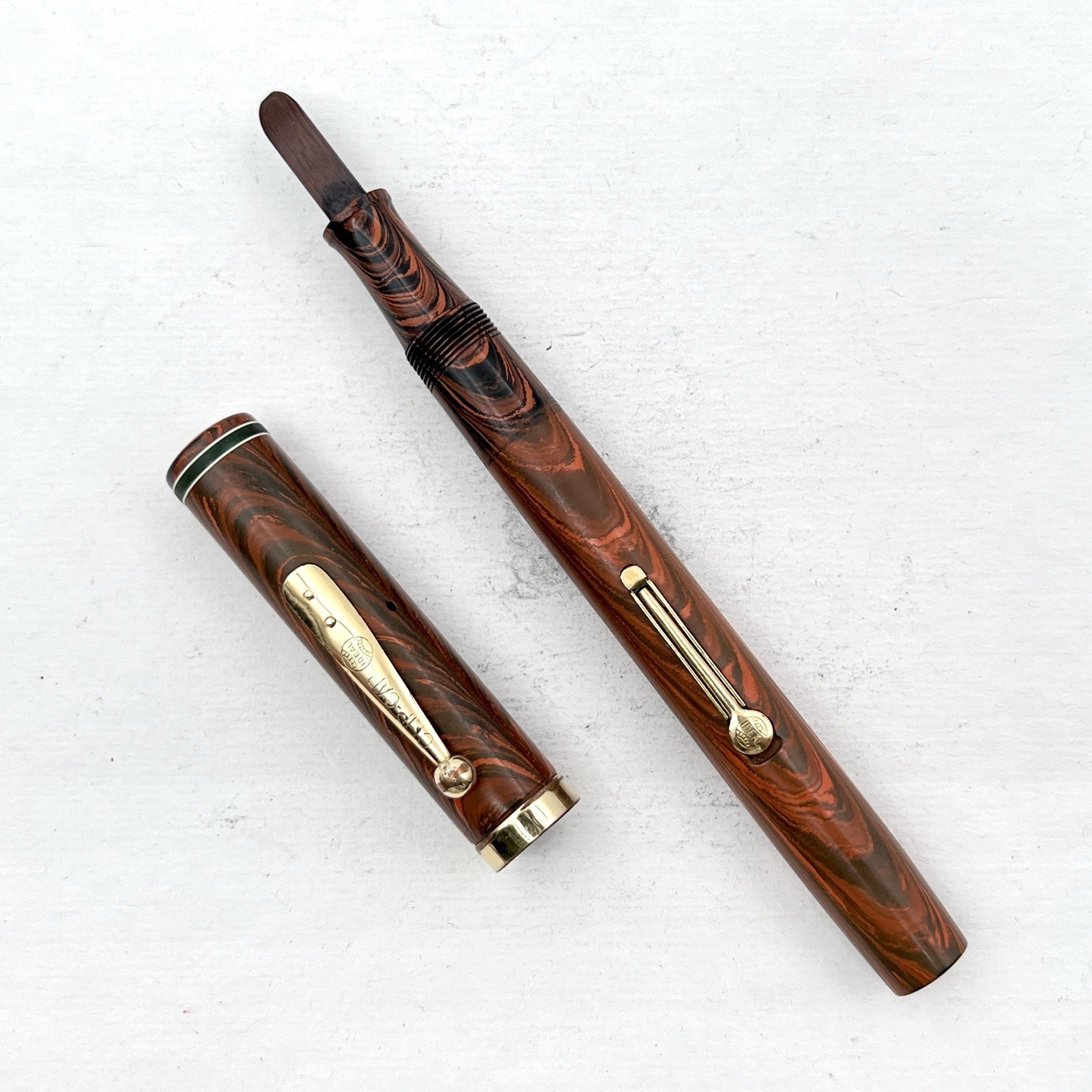 VTG Waterman 7 Lever Fountain Pen Red Ripple Rubber (No Nib) AS IS