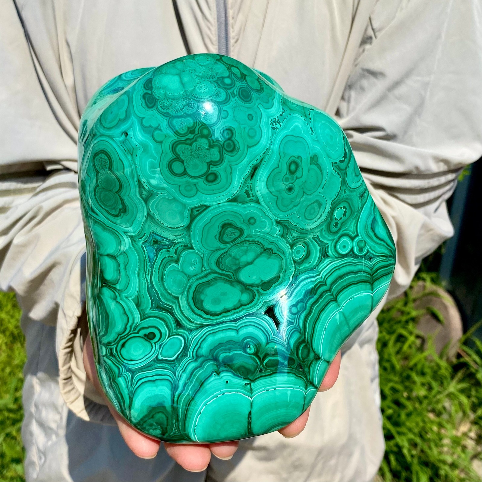 6.28LB Natural glossy Malachite transparent cluster rough mineral sample