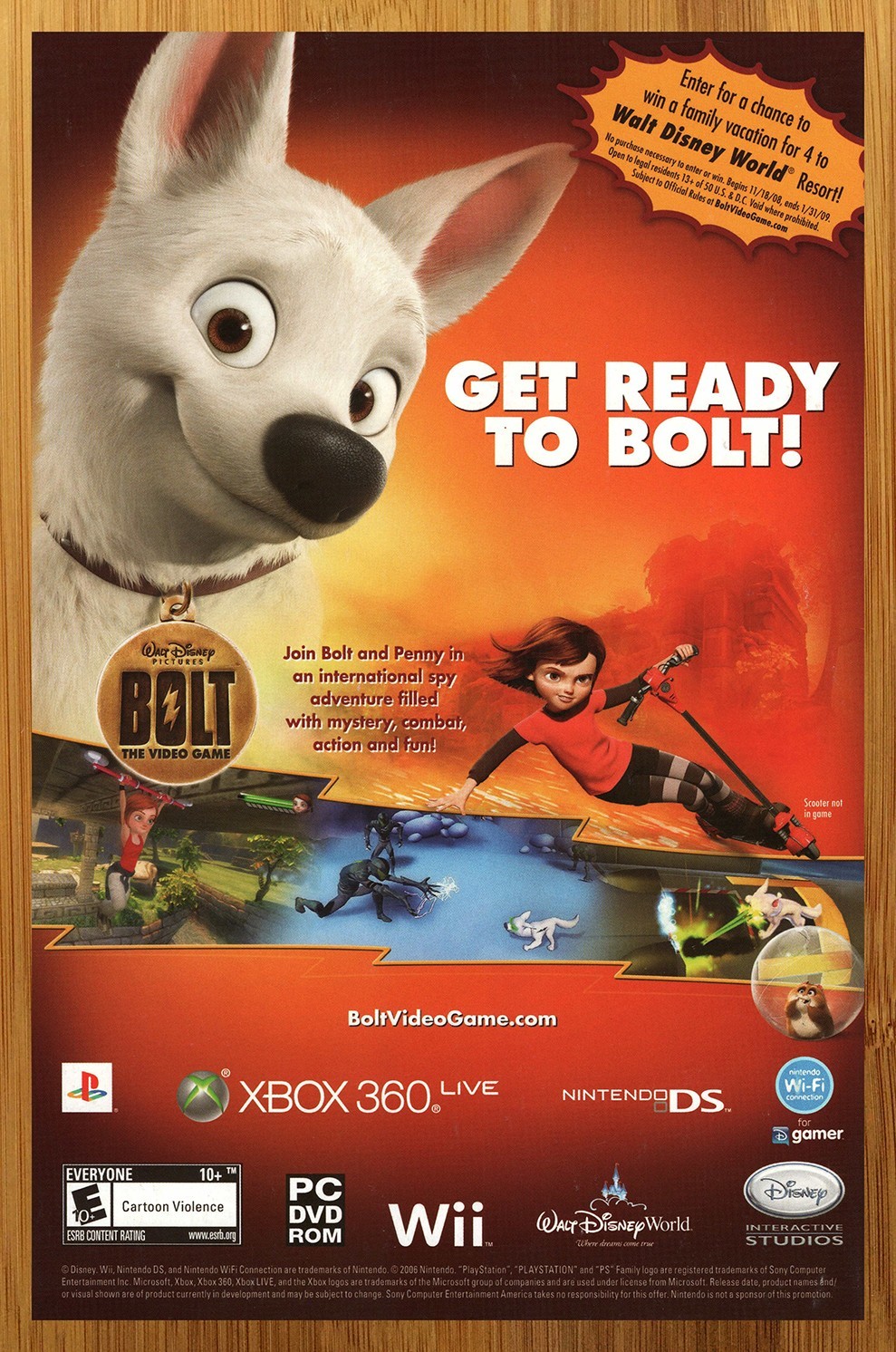 2008 Disney\'s Bolt The Game Xbox 360 PS2 Wii DS PC Print Ad/Poster Promo Art 00s