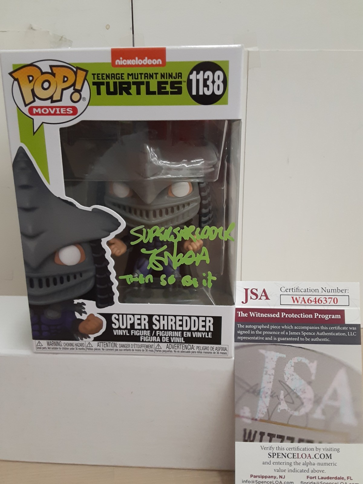 Funkos POP TMNT Super Shredder 1138 Signed By Kevin Nash w/Quote & JSA