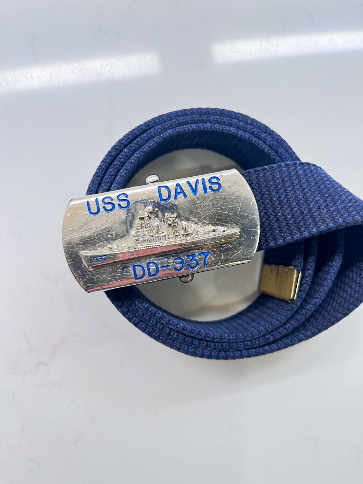 Vtg USS Davis DD937 Navy Destroyer Belt Buckle Forrest Sherman Cold War Vietnam 
