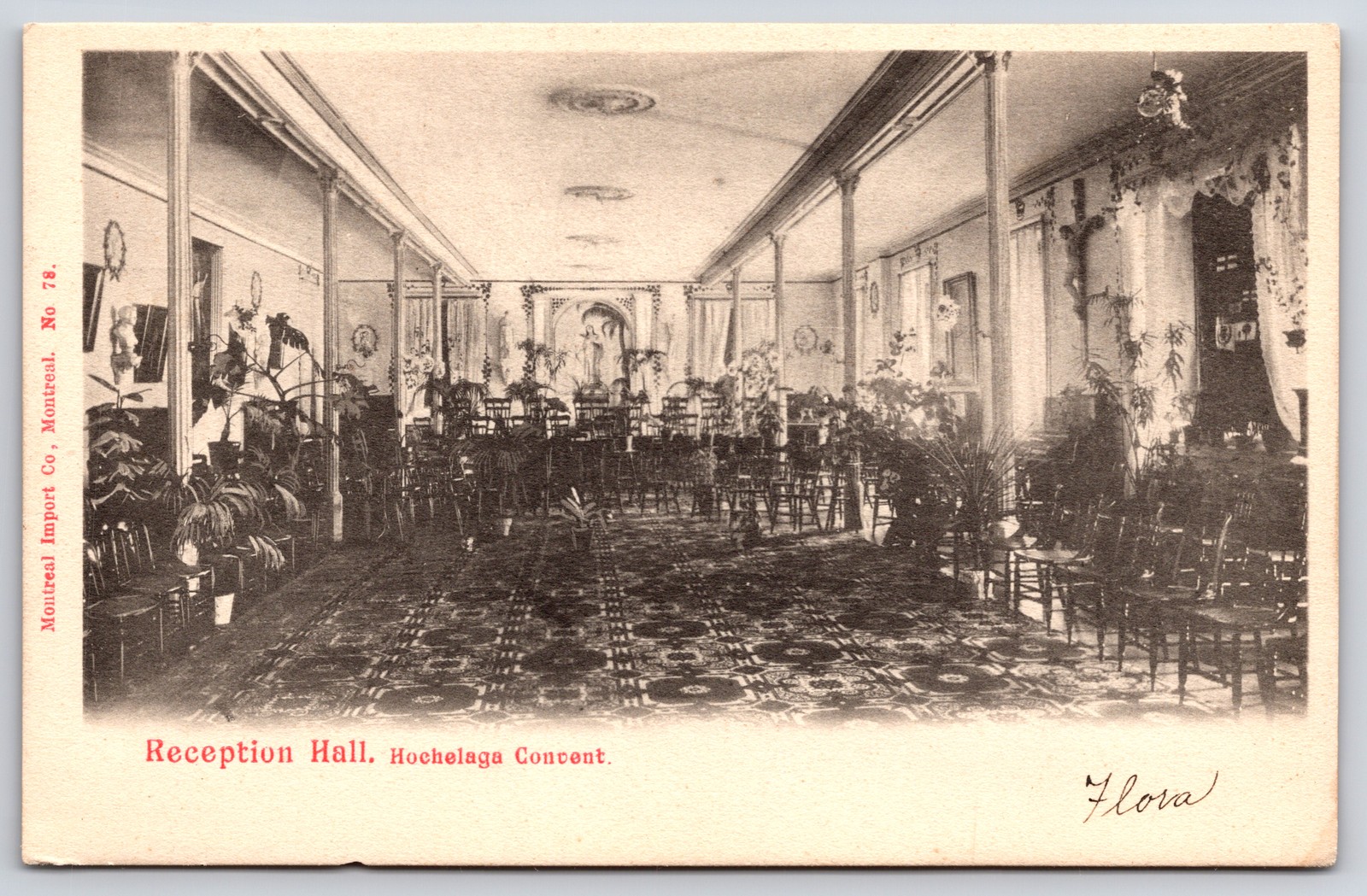 c1905 Montreal Hochelaga Convent Reception Hall Quebec Canada Postcard No 78