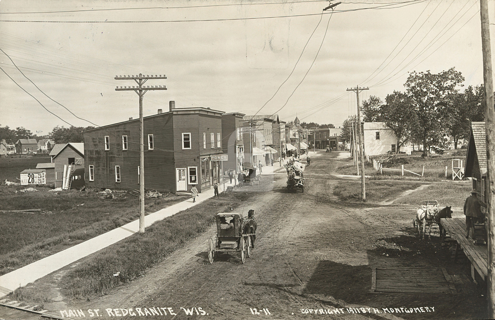 Main St., Redgranite, WI Wisconsin 1911 RPPC Photo Postcard Copy