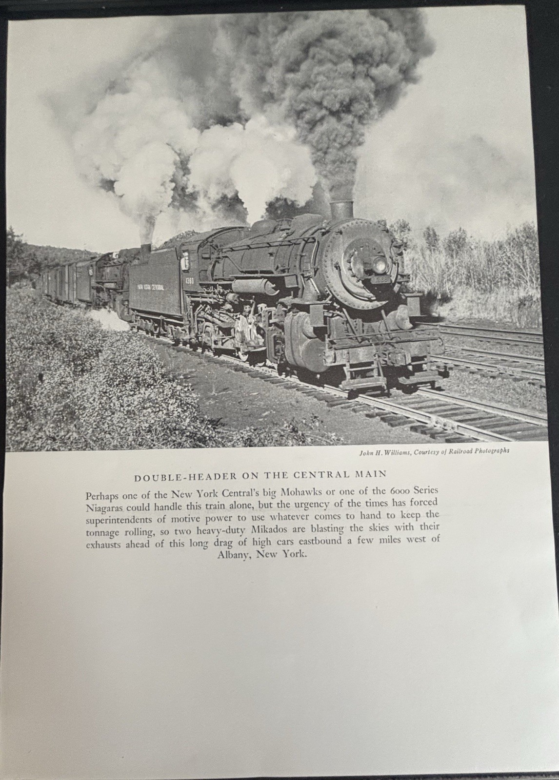 Book Clipping Photo New York Central Railway Mikado Locomotives Albany NY