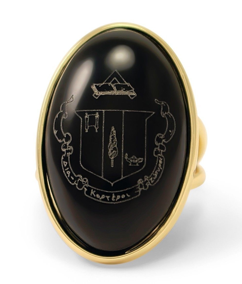 Delta Zeta Sorority Duchess Ring - 14k Gold Plated & Black Onyx- New Delta Zeta Sorority Duchess Ring - 14k Gold Plated & Black Onyx- New