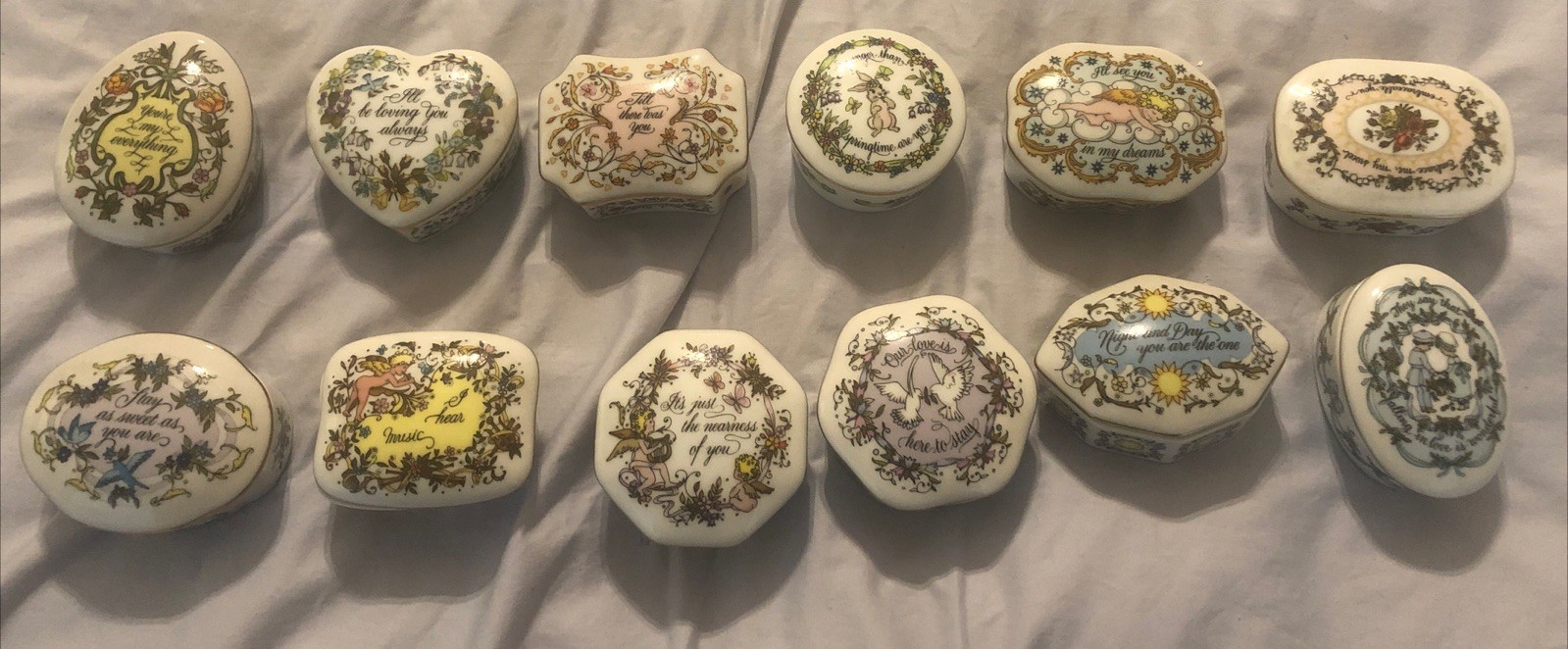Songs Of Love Music Box Lot Of 12 Porcelain 1983 