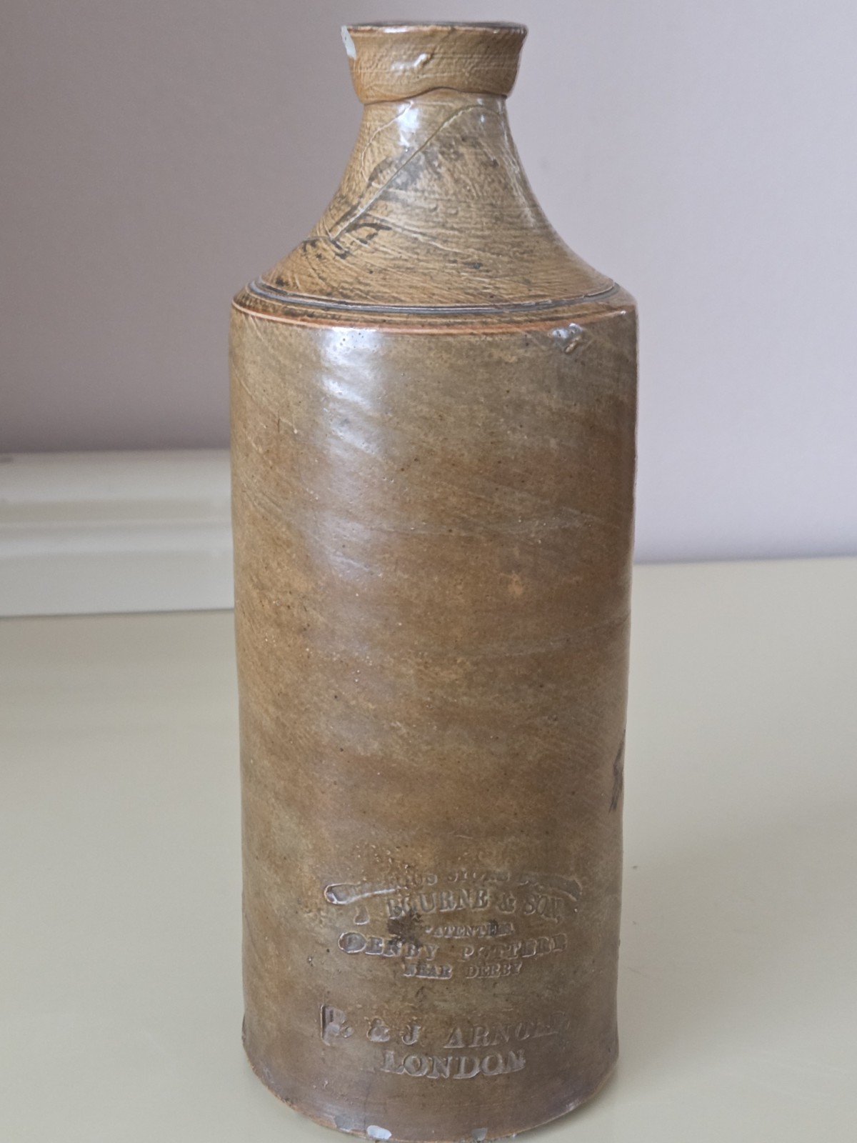 Antique J Bourne & Son Denby P & J Arnold London Stoneware Master Ink Bottle