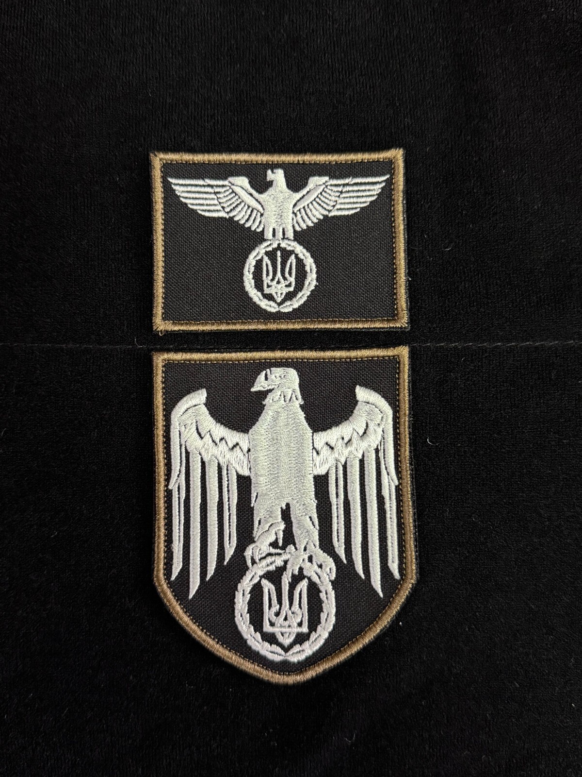 Ukrainian Eagle Trident Morale Patch Set 2 Embroidered Hook Back Military
