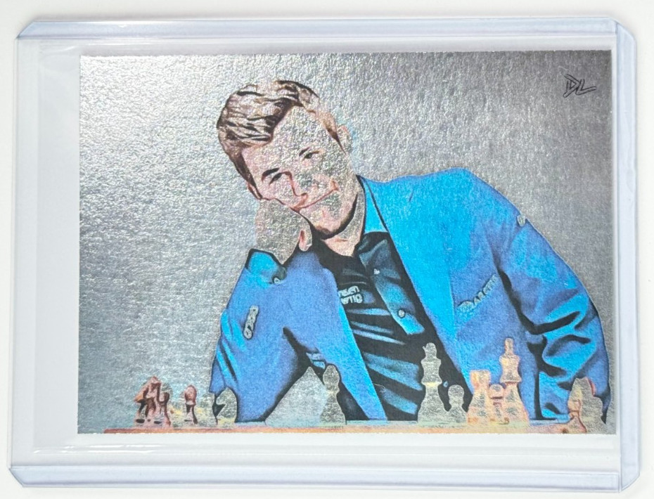 Magnus Carlsen Platinum Limited Artist Signed Chess Grandmaster Trading Card 1/1