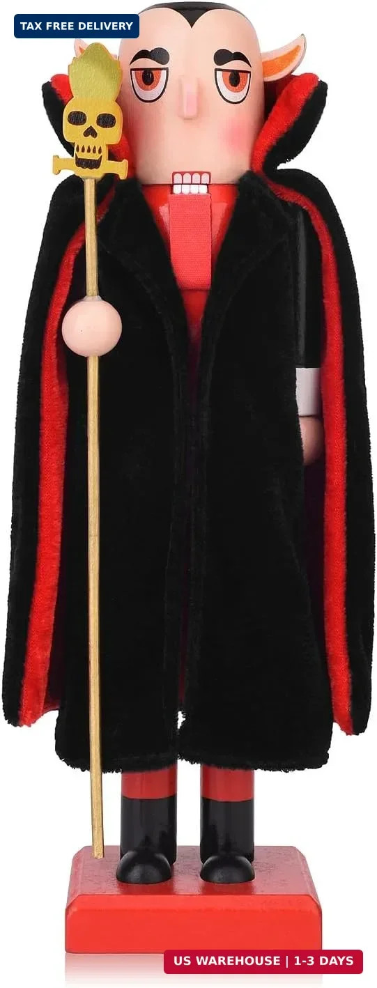 ArlinaL Halloween Nutcracker, 10 Inch Wooden Spooky Vampire Nutcracker