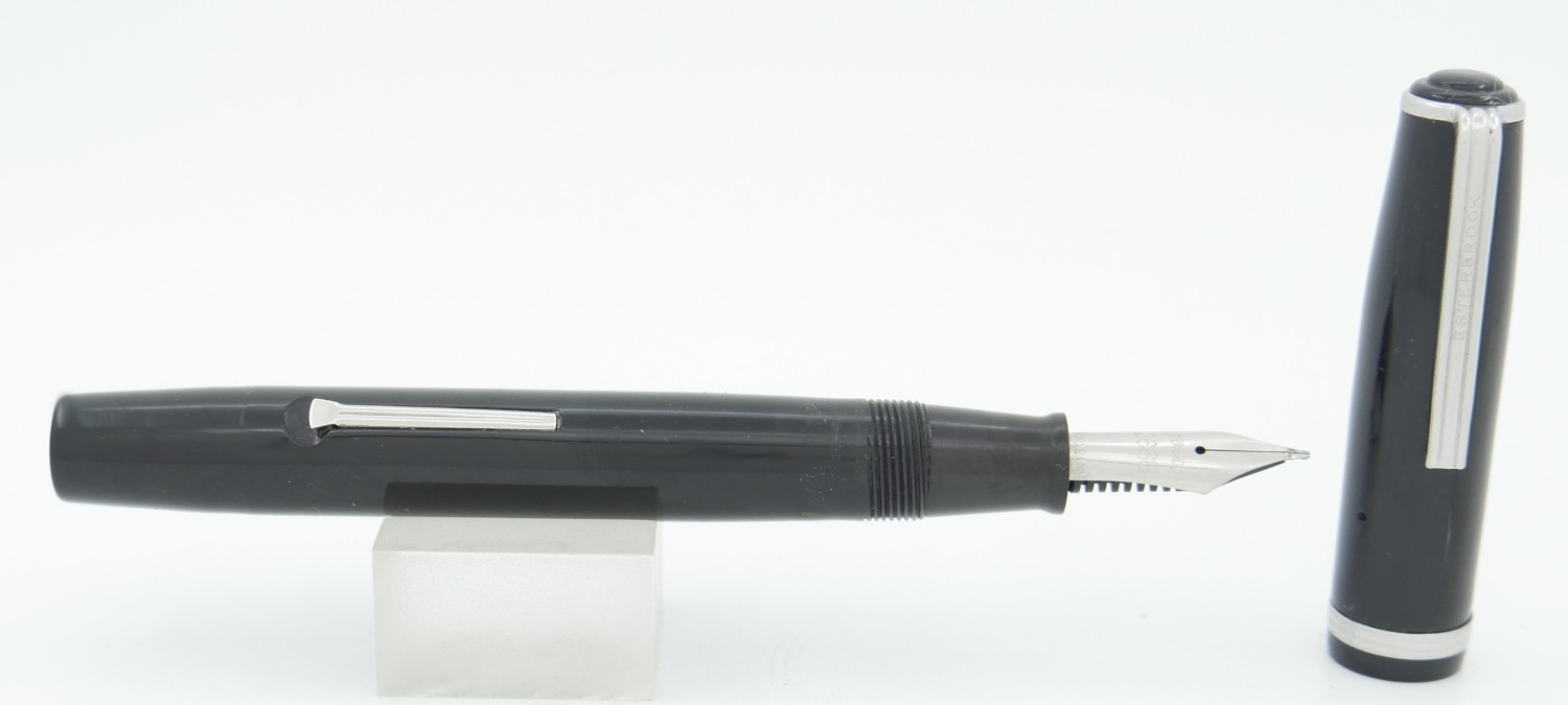 Esterbrook J Transitional Black & Chrome Fountain Pen - 2668 Medium Nib - 1940's Esterbrook J Transitional Black & Chrome Fountain Pen - 2668 Medium Nib - 1940's