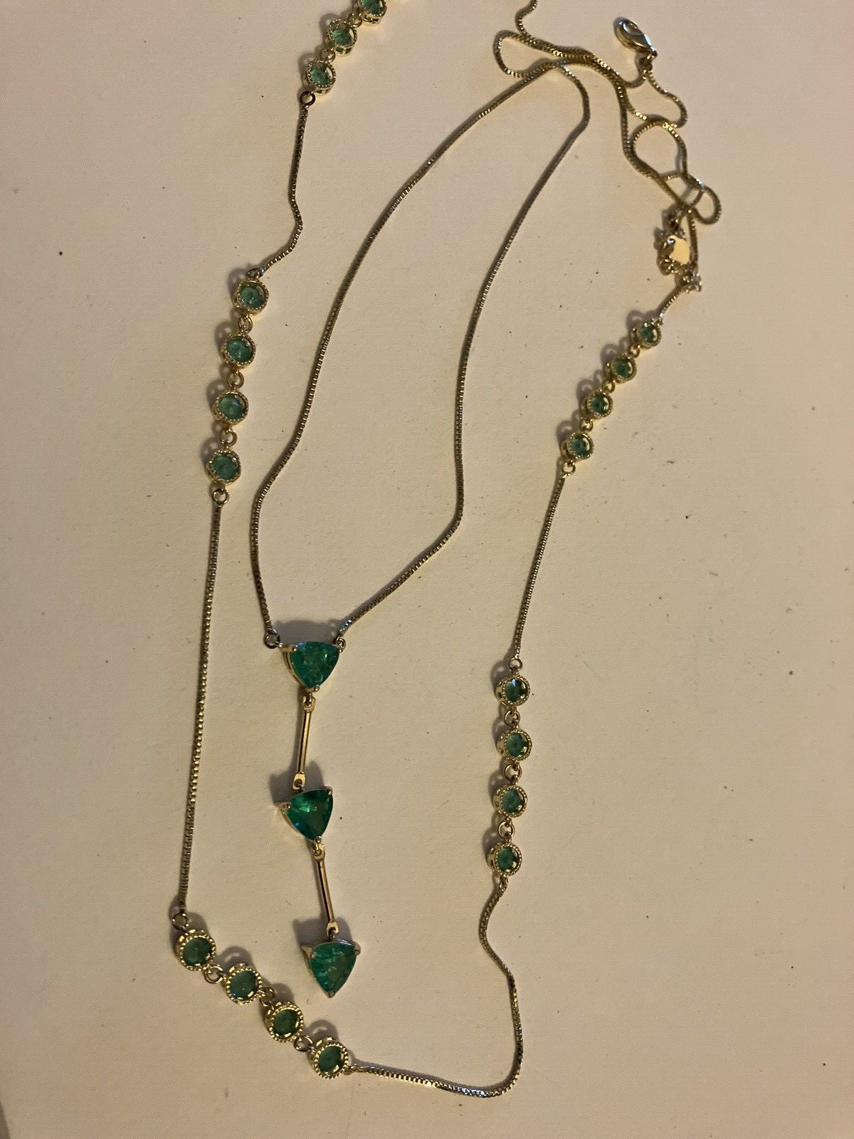 VINTAGE ESTATE RHINESTONE DOUBLE STRAND CHAIN NECKLACE