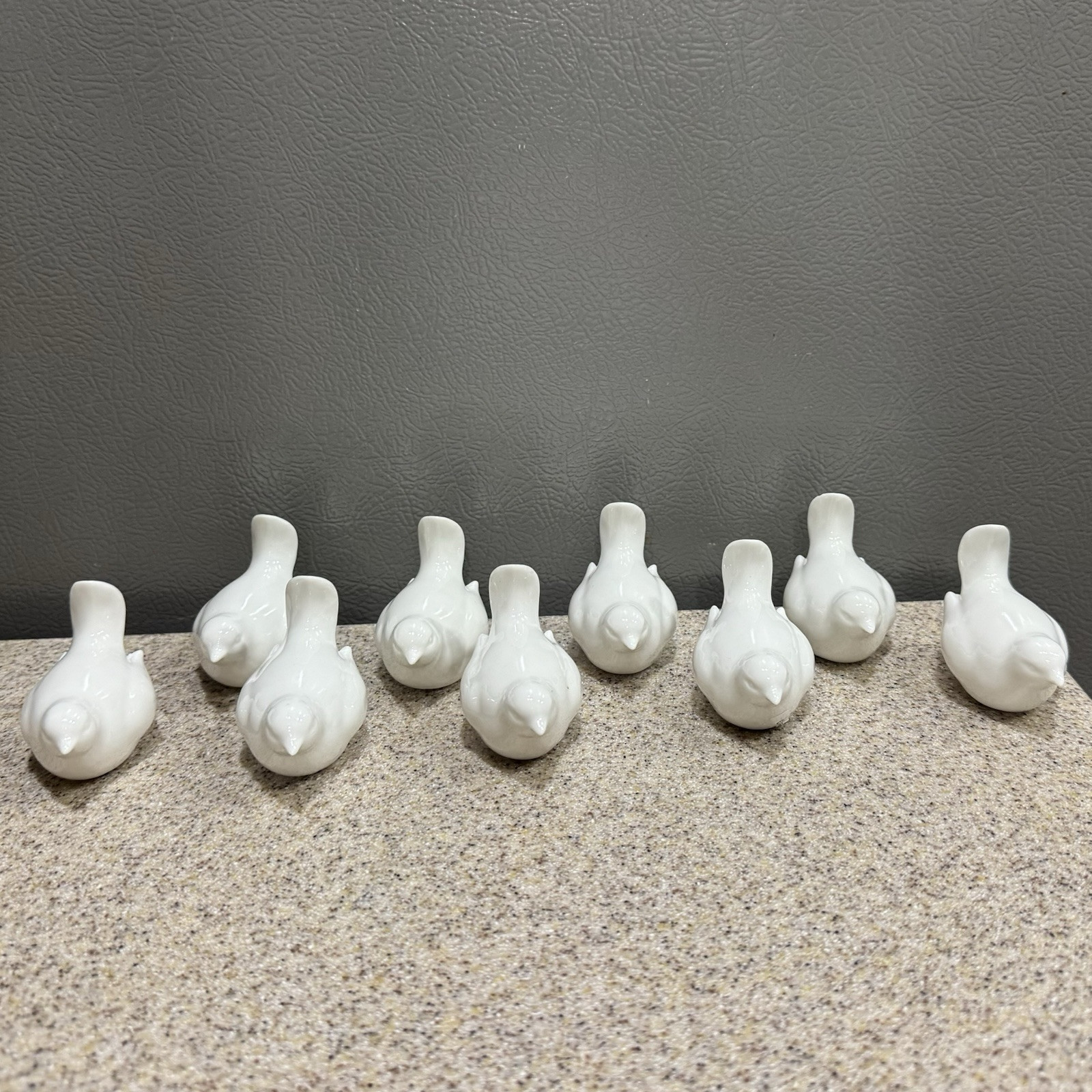9 Ceramic Bird Figurines 2.5” White Glossy Finish Decor 9 Ceramic Bird Figurines 2.5” White Glossy Finish Decor