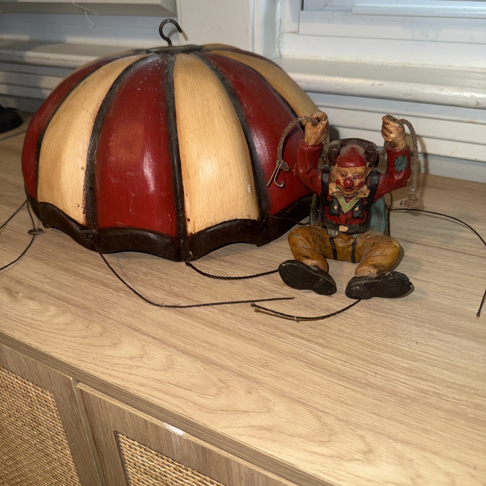 Allan Agohob Large Hand Painted Parachute Hanging Clown Vintage Rare Size