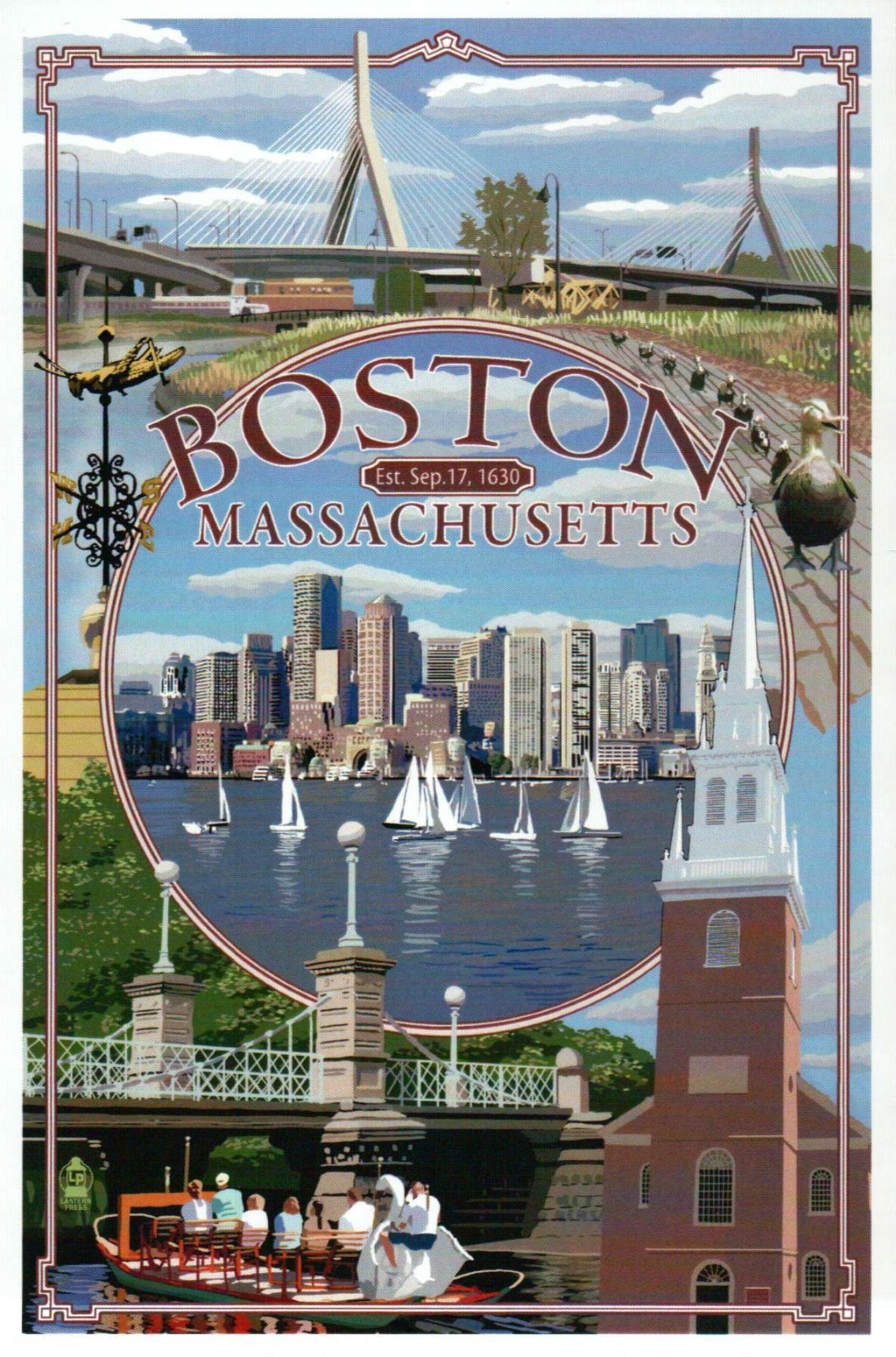 Boston Massachusetts Montage, Boats in Harbor, Bridge etc. MA -- Modern Postcard Boston Massachusetts Montage, Boats in Harbor, Bridge etc. MA -- Modern Postcard
