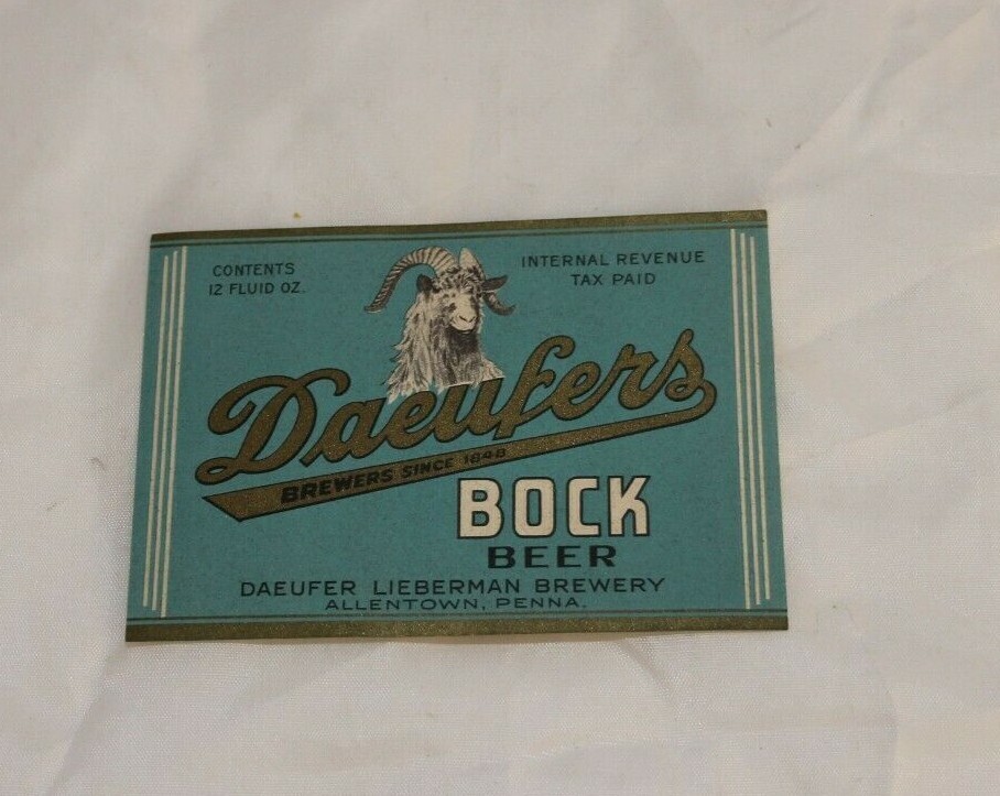 Vintage Daeufers Bock Beer Label   12 ounce IRTP