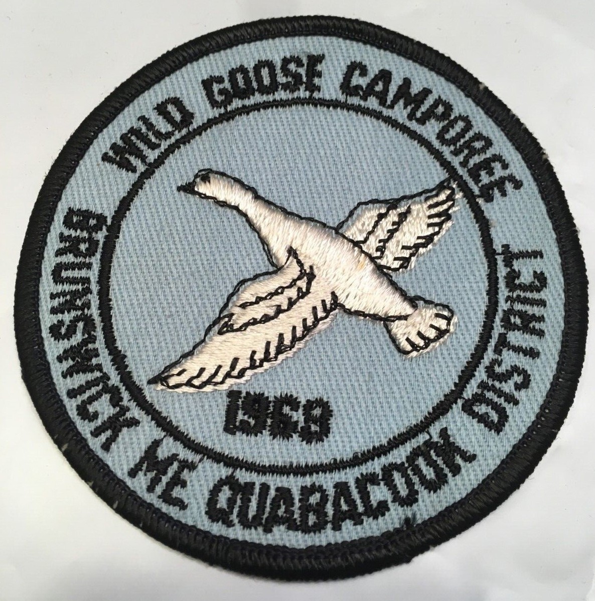 1968 Wild Goose Camporee Brunswick ME Quabacook Patch Twill Boy Scout BSA 