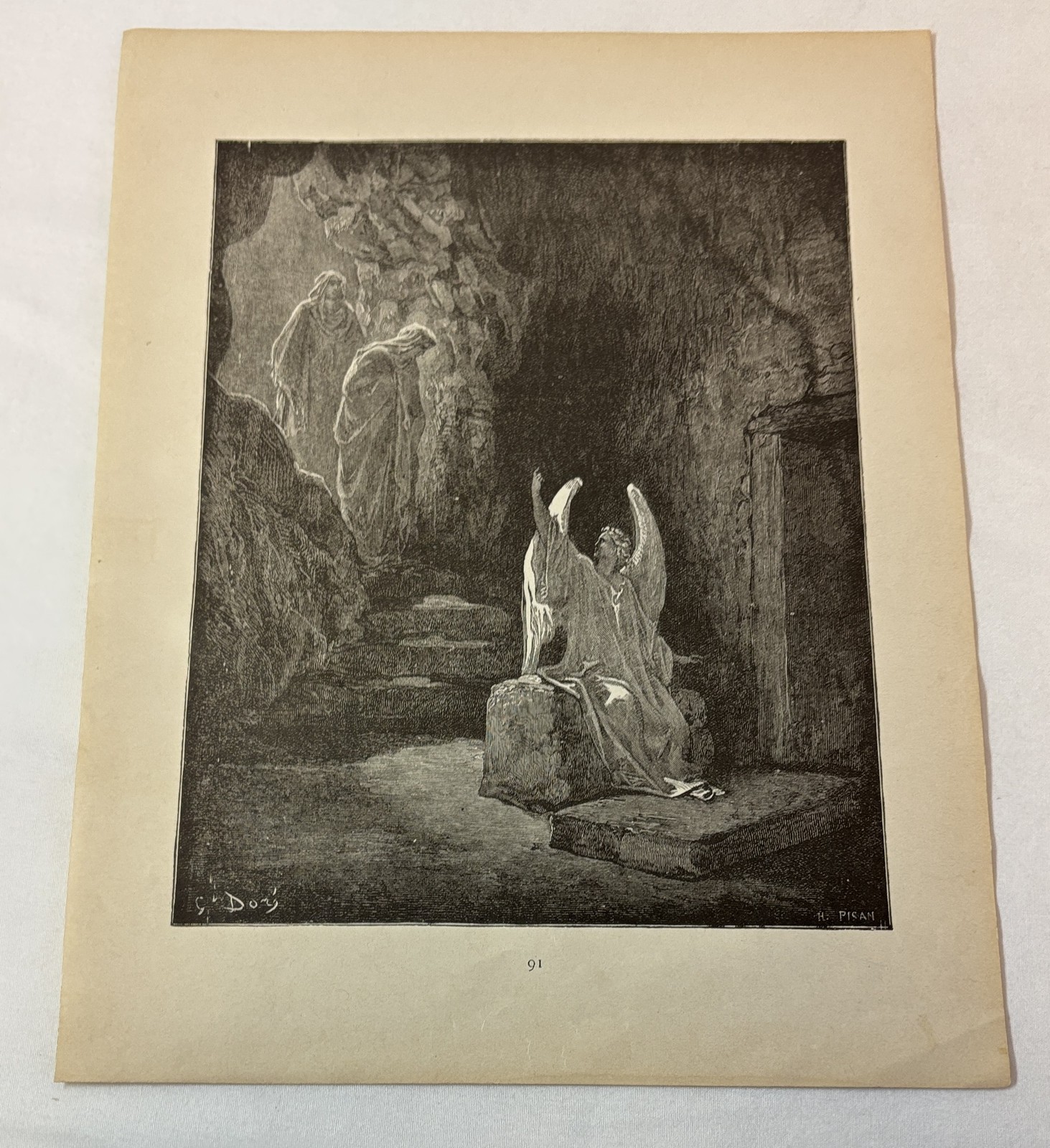 1889 Gustave Dore Bible print ~ THE ANGEL AT THE SEPULCHRE