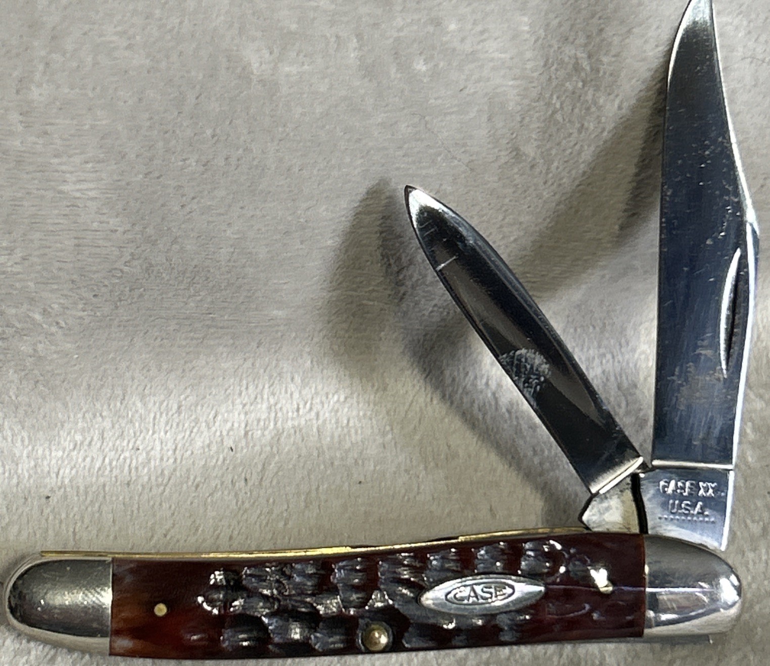 1970 Case XX 62087 2-Blade Medium Texas Jack Knife 10-Dot Pretty Red Bone BEAUTY
