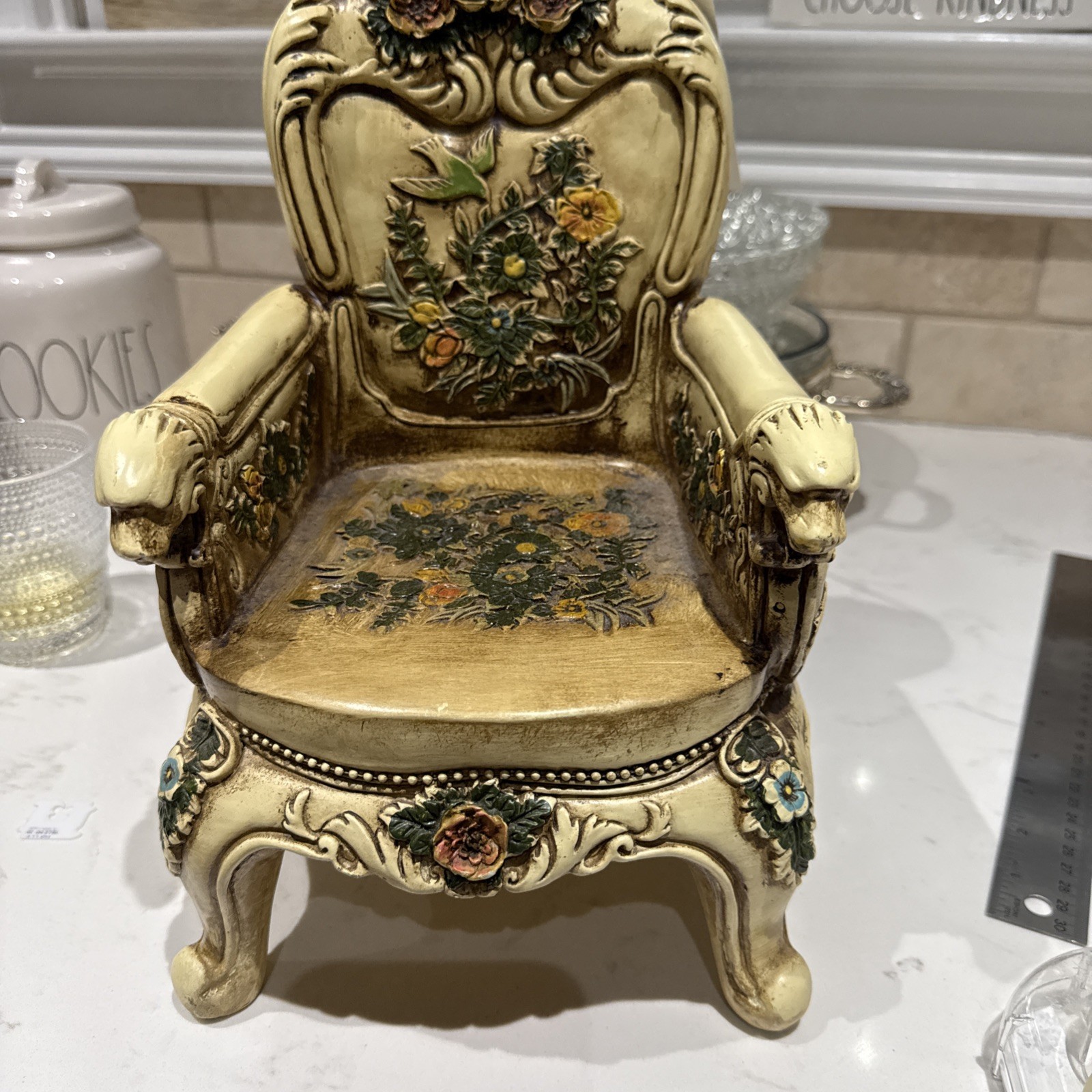Vintage Ornate Miniature Chair Figurine Floral Rococo Style Shabby Chic Decor Vintage Ornate Miniature Chair Figurine Floral Rococo Style Shabby Chic Decor
