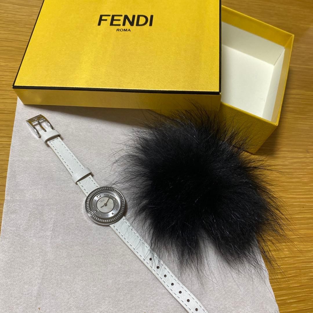 Fendi White Leather Fur Watch Women Rare Luxury Designer Model Limnited Edition