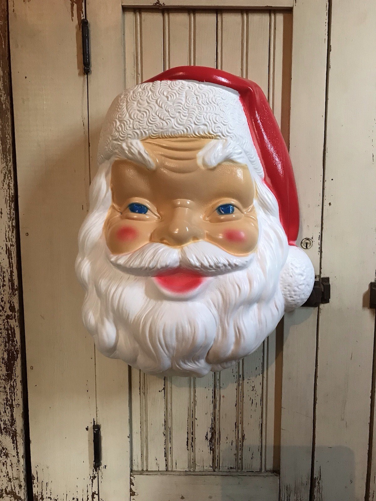 Nostalgic Blow Mold Christmas Lighted Santa Face General Foam Mold New 17” U.S.A