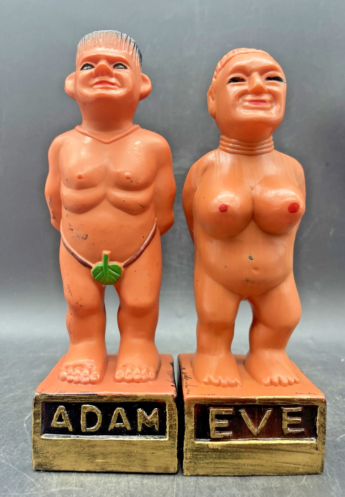 VTG NOS Adam Eve Plastic Gag Gift Figures Hong Kong 1960s