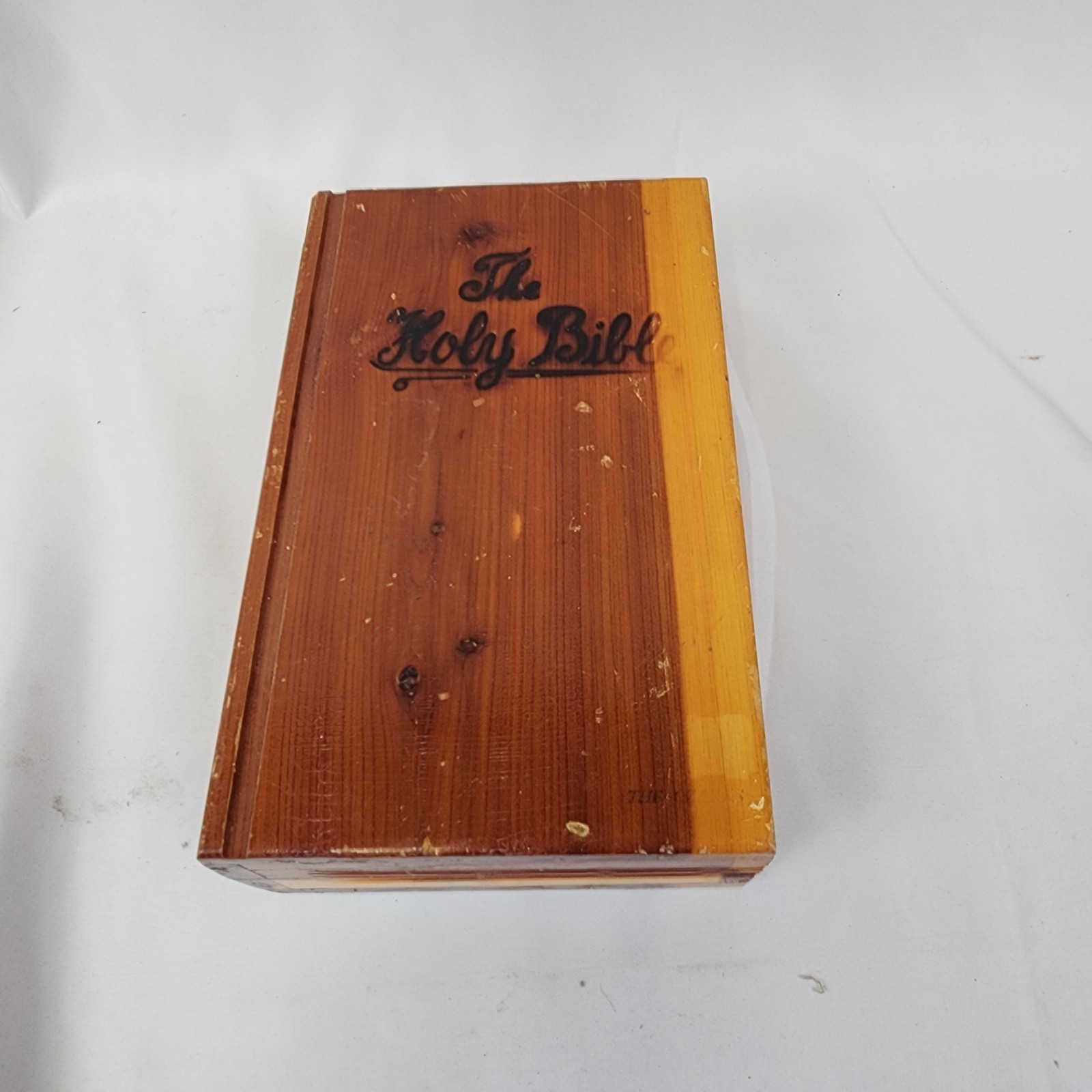 Vintage Holy Bible Cedar Wood Box 8x5