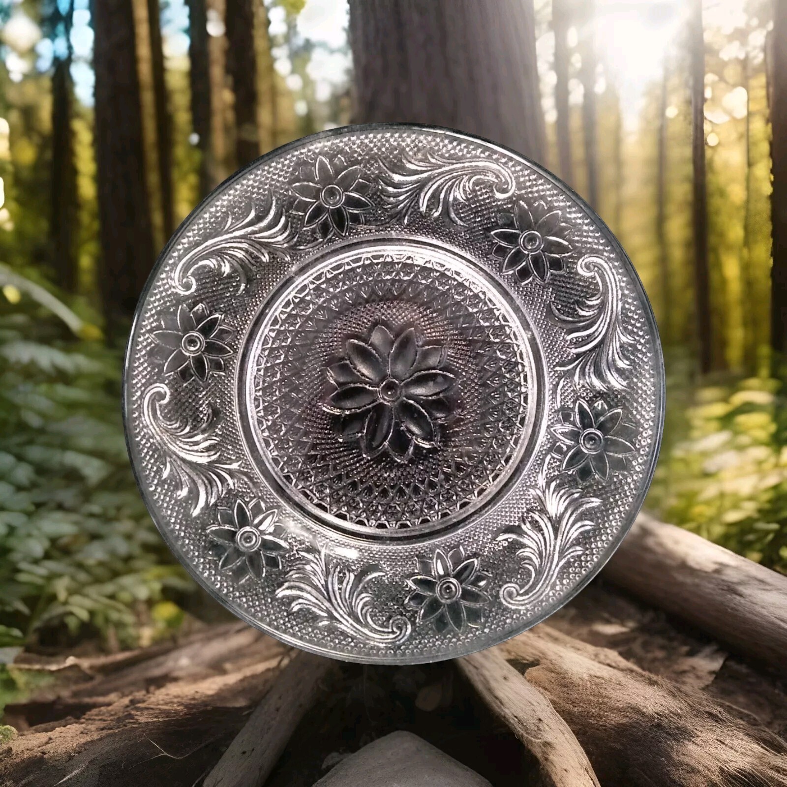 Vintage Tiara Indiana Glass Crystal Clear Sandwich 8.5