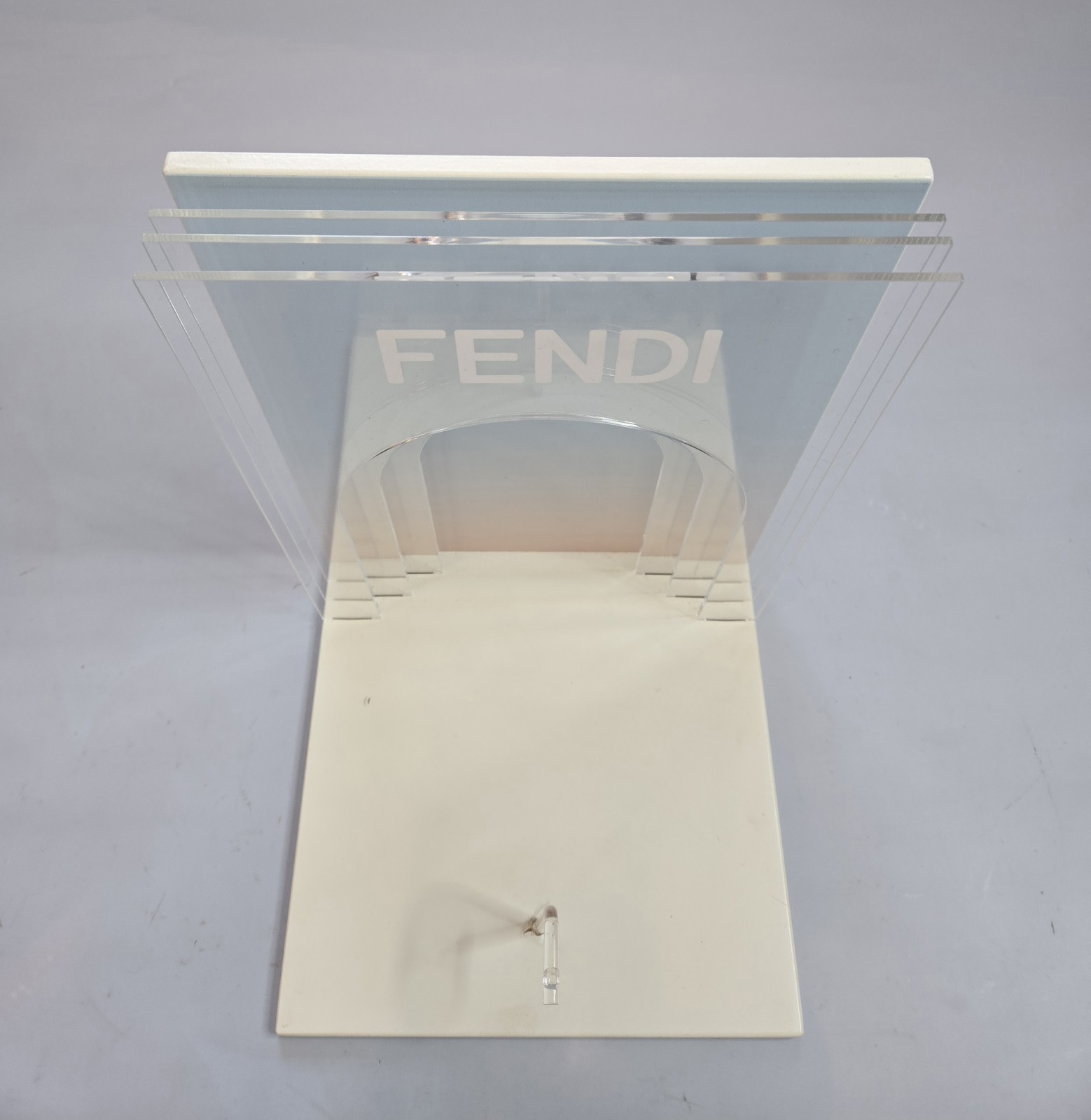 FENDI WHITE CLEAR ONE PIECE LOGO DISPLAY UNIT IN PLEXIGLASS MADE IN ITALY