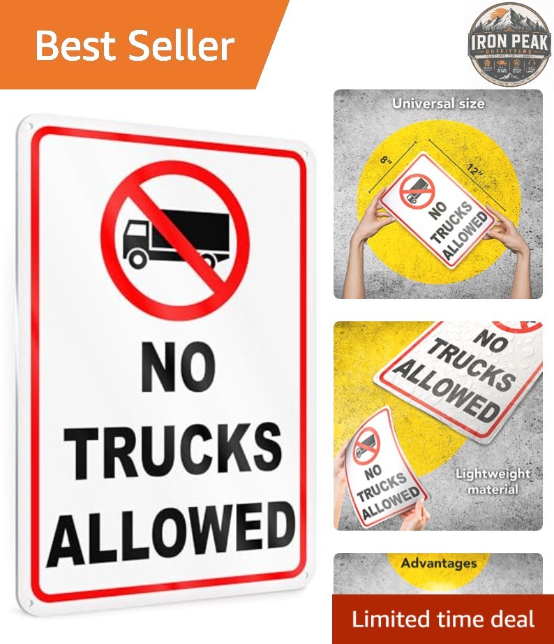 No Trucks Sign 8x12 Reflective Aluminum Pre-Drilled Private Entrance No Trucks Sign 8x12 Reflective Aluminum Pre-Drilled Private Entrance