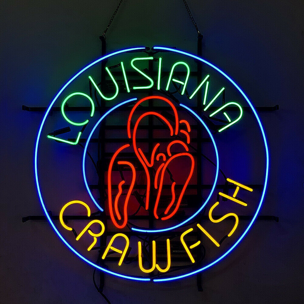 New Louisiana Crawfish Seafood Open Lamp Neon Light Sign 24\