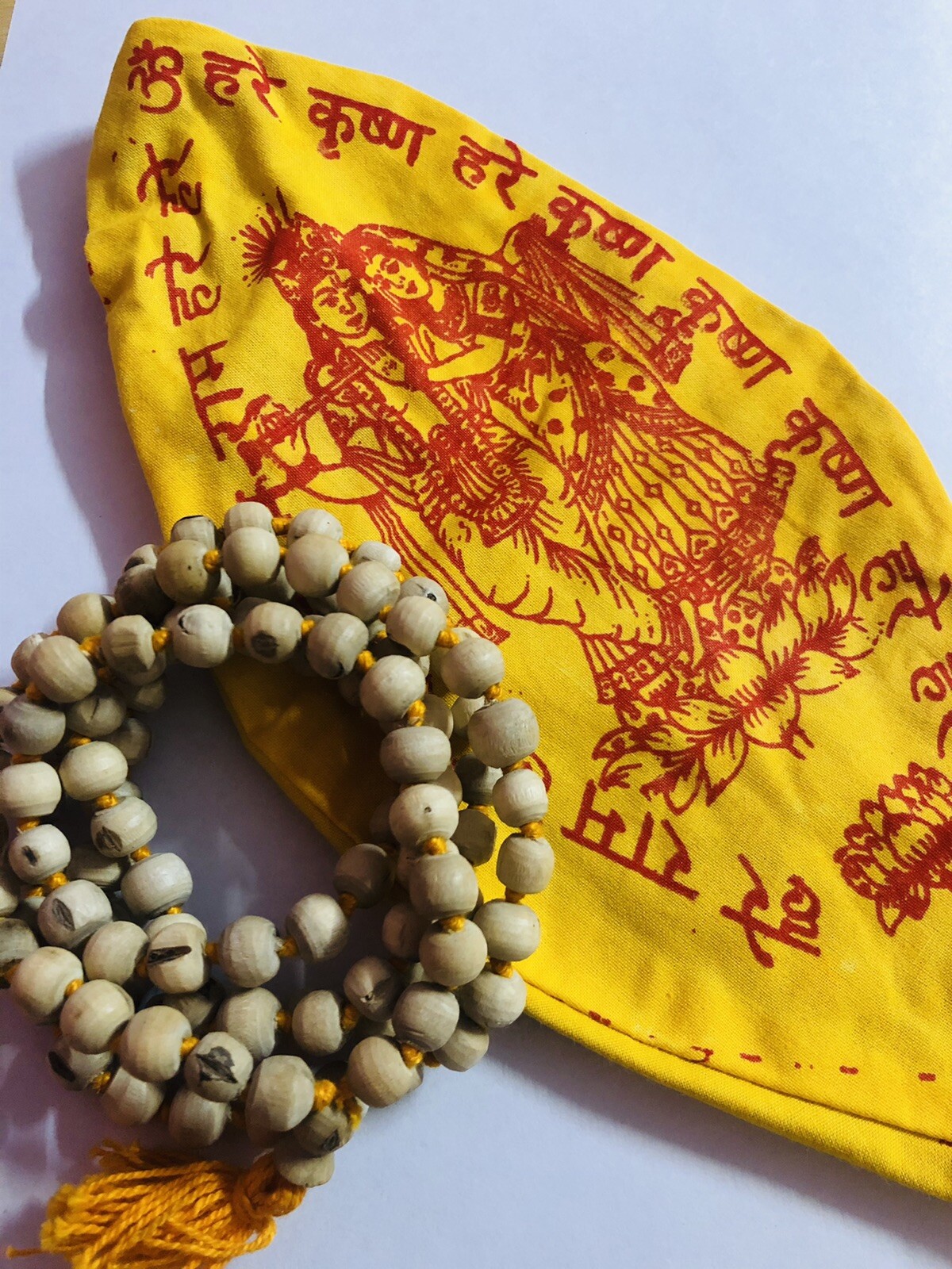 Gomukh Gomukhi + TULSI TULASI VAISHNAV Japa Mala ROSARY 108+1 Big Beads 10mm app