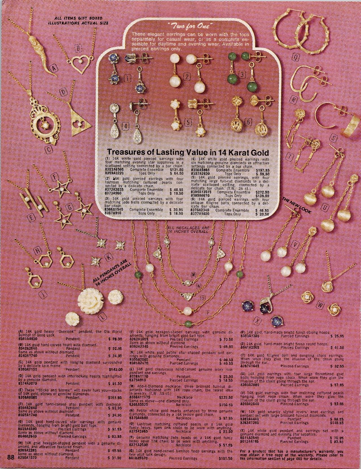 Vintage 1970s Jewelry Catalog Ad 14K Gold Takro Bracelets Necklaces Earrings