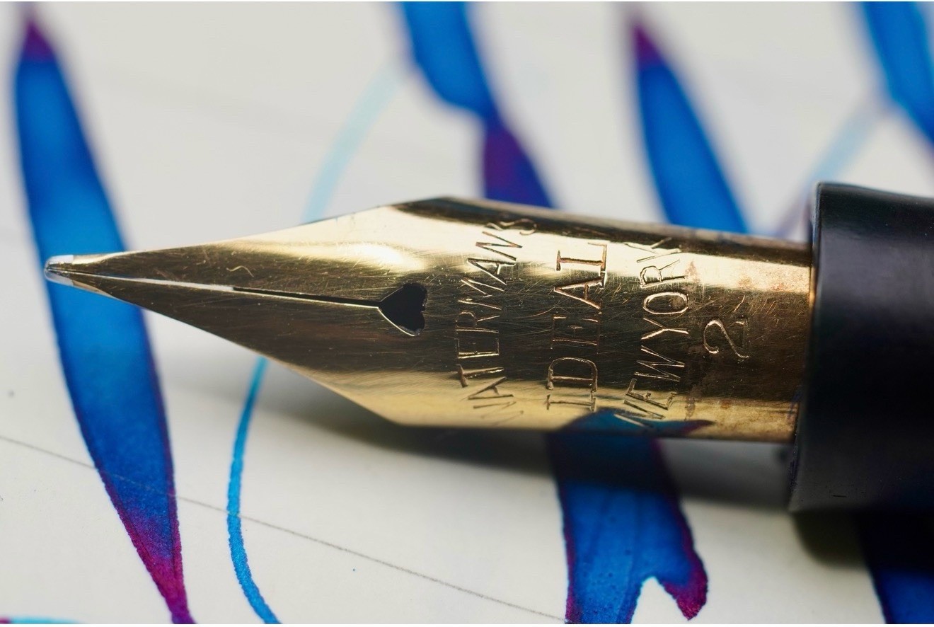 XF Waterman 0552 14K Gold Long Tined VERY SOFT Wet Noodle nib (video)
